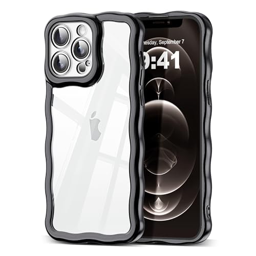 XIEWE Schutzhülle für iPhone 12 Pro Max, 17 cm (6,7 Zoll), Kawaii-Design, niedlicher gewellter Rahmen, luxuriöse Beschichtungskante, stilvolle, matallische, glänzende, transparente Rückseite, weiches von XIEWE