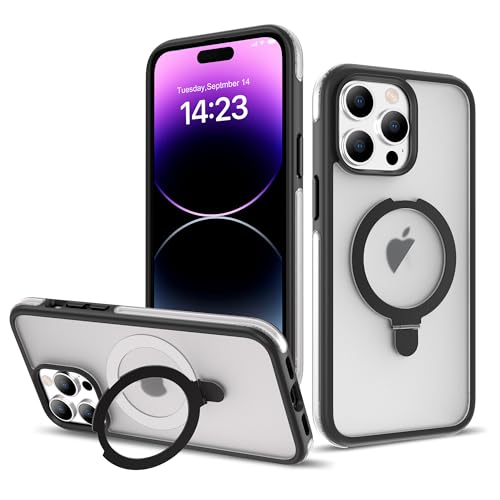 XIEWE Schutzhülle für iPhone 14 Pro Max 17 cm (6,7 Zoll), mit Air-Stoßdämpfer und magnetischem Ringständer, 2 Stück Displayschutzfolie aus gehärtetem Glas, kompatibel mit Mag-Safe), für Männer und von XIEWE