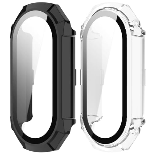 XIHAMA 2 Pack Displayschutzfolie Kompatibel mit Xiaomi Mi Band 8, PC und Panzerglasfolie Anti-Kratzer Touch Sensitive Vollständige Abdeckung Schutzfolie für Mi Band 8 (Schwarz+Klar) von XIHAMA