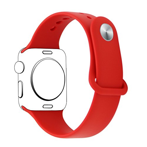 XIHAMA Kompatibel mit Apple Watch 41mm 45mm Armband, Silikon-Ersatzband Sport Ersatzarmband für iWatch Serie 8 7 6 5 4 3 2 1 SE(38/40/41mm,Rot) von XIHAMA