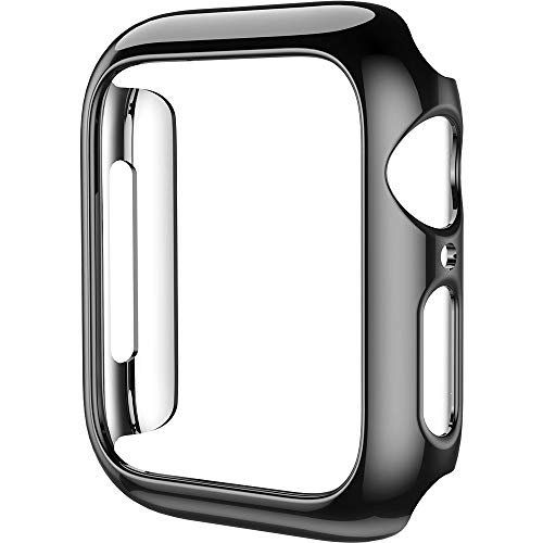 XIHAMA Kompatibel mit Gehäuse Apple Watch Serie 4 5 6 Fall - Abdeckung Schutzhülle PC Hülle Stoßstangenschale for iWatch Women Men(Schwarz,44mm) von XIHAMA