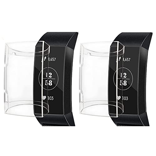 XIHAMA Schutzhülle Kompatibel mit Fitbit Charge 4 3 Schutzfolie Hülle, TPU Vollschutz Gehäuse Bumper Stoßfestes Displayschutz Hülle Vollständige Abdeckung schutzfolie Folie (transparent-2pcs) von XIHAMA