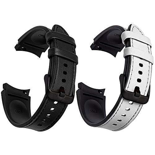 XIHAMA Armbänder kompatibel mit Samsung Galaxy Watch 7 40mm 44mm,weiches Echtleder-Hybrid-Silikon-Armband für Galaxy Watch 6 Classic 43mm 47mm/ 5 Pro/4 Classic von XIHAMA
