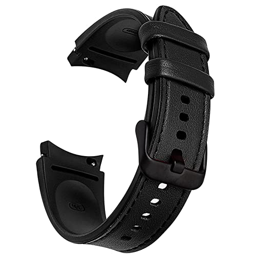 XIHAMA Armbänder kompatibel mit Samsung Galaxy Watch 7 40mm 44mm,weiches Echtleder-Hybrid-Silikon-Armband für Galaxy Watch 6 Classic 43mm 47mm/ 5 Pro/4 Classic(Schwarz) von XIHAMA