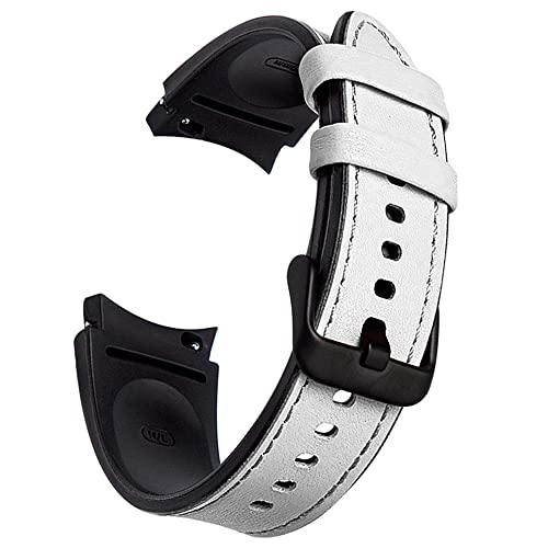 XIHAMA Armbänder kompatibel mit Samsung Galaxy Watch 7 40mm 44mm,weiches Echtleder-Hybrid-Silikon-Armband für Galaxy Watch 6 Classic 43mm 47mm/ 5 Pro/4 Classic(Weiß) von XIHAMA