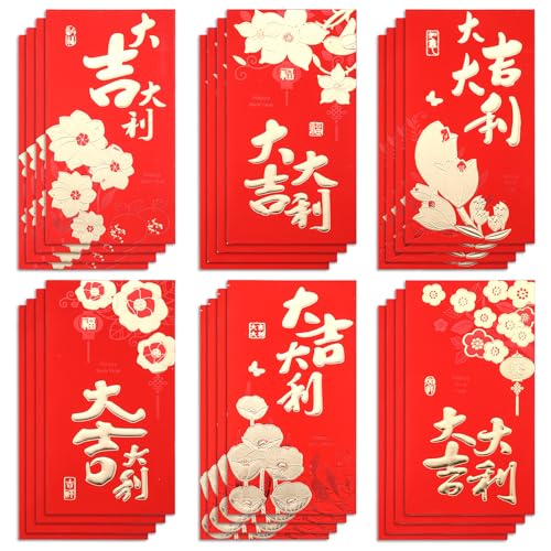 24St Chinesische Rote Umschläge 2024, 6 Stile Groß Glücksgeldtaschen für Frühlingsfest, Mondneujahr, Hochzeit, Geburtstag von XIHIRCD