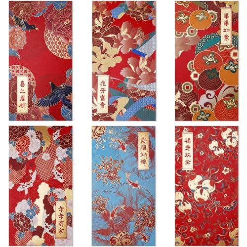 36stk Rote Umschläge zum Chinesischen Neujahr, 17 x 9 cm 6 Arten von Glücksgeldumschlägen Rote Umschläge 2025 Chinesische Rote Umschläge 2025 für Hochzeiten Chinesisches Mondjahr von XIHIRCD