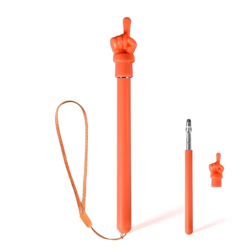 Eingabestift Kinder Touchscreen, mit Haltebändern 3-in-1 Buntstift-Eingabestift Teleskop Lehrer Zeigestab Leitstab Kapazitiver Touchscreen-Eingabestift für iPad iPhone Tablet Kindle (Orange) von XIHIRCD