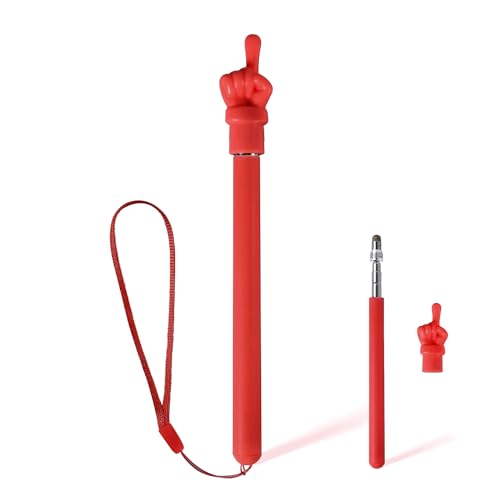 Eingabestift Kinder Touchscreen, mit Haltebändern 3-in-1 Buntstift-Eingabestift Teleskop Lehrer Zeigestab Leitstab Kapazitiver Touchscreen-Eingabestift für iPad iPhone Tablet Kindle (Rot) von XIHIRCD