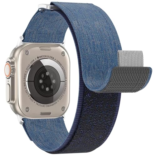 XIIORE Denim Loop Armband Kompatibel Mit Apple Watch Ultra 2 49mm 45mm 44mm 42mm 41mm 40mm 38mm,Nylon Sport Einstellbar Armbänder für iWatch Series Ultra Ultra 2 SE 9 8 7 6 5 4 2 3 1 Herren Damen von XIIORE