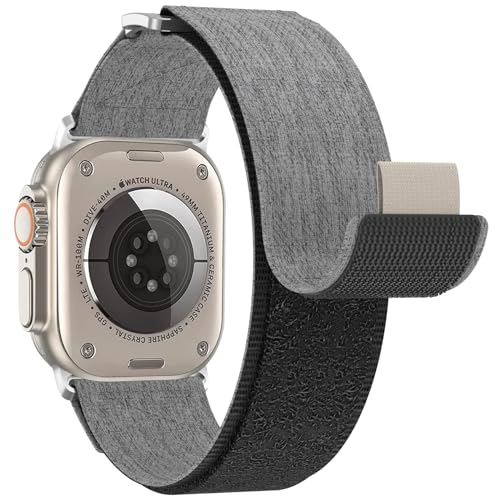 XIIORE Denim Loop Armband Kompatibel Mit Apple Watch Ultra 2 49mm 45mm 44mm 42mm 41mm 40mm 38mm,Nylon Sport Einstellbar Armbänder für iWatch Series Ultra Ultra 2 SE 9 8 7 6 5 4 2 3 1 Herren Damen von XIIORE