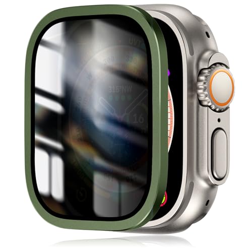 XIIORE Schutzfolie für Apple Watch Ultra, Apple Watch Ultra 2 49mm, Anti-Spionage, Titanlegierungsrahmen mit 9h GehäRtetem Glas, UltradüNn, Kratzfest, Blasenfrei, Leichter Schutzfilm für iwatch Ultra von XIIORE