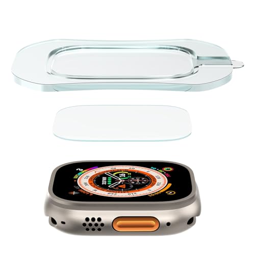 XIIORE Schutzfolie für Apple Watch Ultra, Apple Watch Ultra 2 49mm, Displayschutzfolie aus GehäRtetem Glas, UltradüNn, Kratzfest, Blasenfrei, Hochauflösend Schutzfilm für iwatch Ultra von XIIORE