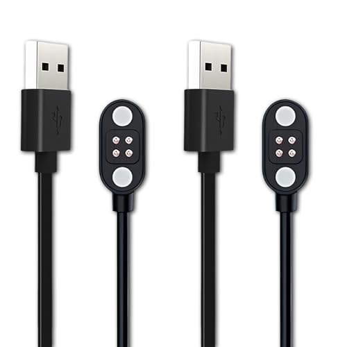 XIMAND Magnetisches Ersatz-Ladekabel für kabellose Knochenleitungs-Kopfhörer, USB-Ladekabel für quadratische 4-polige Schnittstellen-Smartbands und Smartwatches (2,54 mm Abstand, 1 m), 2 Packungen von XIMAND