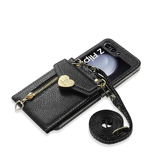 XIMAND Schutzhülle für Samsung Galaxy Z Flip 5, mit Akkordeon-Crossbody-Reißverschluss, 4 Kartenfächer, großes Fassungsvermögen, 2 Riemen – mädchenhaftes stilvolles und vielseitiges Accessoire, XIMAND Schutzhülle für Samsung Galaxy Z Flip 5, mit Akkordeon-Crossbody-Reißverschluss, 4 Kartenfächer, großes Fassungsvermögen, 2 Riemen – mädchenhaftes stilvolles und vielseitiges Accessoire, von XIMAND