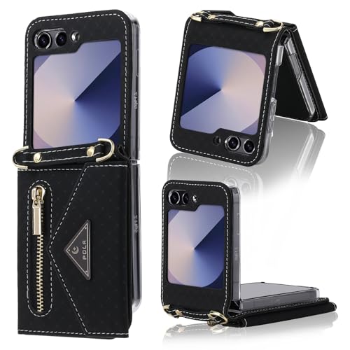 XIMAND für Samsung Galaxy Z Flip 6, Reißverschluss-Brieftaschenhülle mit Umhängegurt – modisches, schlankes und Elegantes Reiseaccessoire mit Kartenfächern. (Schwarz) XIMAND für Samsung Galaxy Z Flip 6, Reißverschluss-Brieftaschenhülle mit Umhängegurt – modisches, schlankes und Elegantes Reiseaccessoire mit Kartenfächern. (Schwarz) von XIMAND