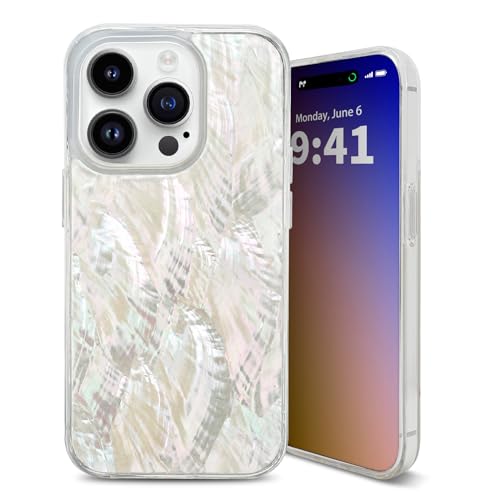 XIMAND Schutzhülle für iPhone 13 Pro Max mit einzigartiger echter Muschel, langlebig | atemberaubend wunderschön | Fallschutz | Luxuriöse ästhetische Hülle .(Beige) von XIMAND