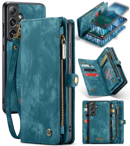XIMAND für Samsung Galaxy S24, Brieftaschen-Hülle 8 Kartenfächern, Magnetverschluss, Reißverschlusstasche, aufklappbares, abnehmbares magnetisches 2-in-1-Design, hochwertiges, Handgelenkschlaufe-Blau XIMAND für Samsung Galaxy S24, Brieftaschen-Hülle 8 Kartenfächern, Magnetverschluss, Reißverschlusstasche, aufklappbares, abnehmbares magnetisches 2-in-1-Design, hochwertiges, Handgelenkschlaufe-Blau von XIMAND