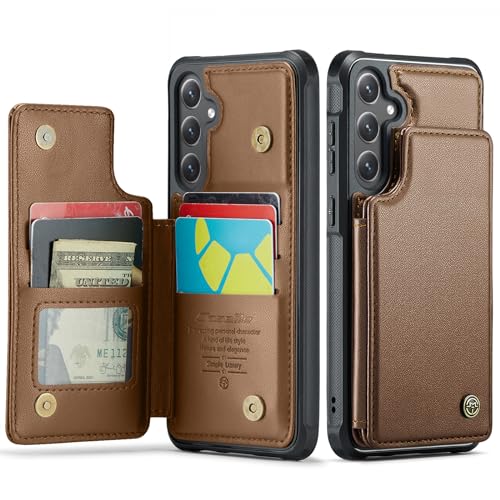 XIMAND für Samsung Galaxy S24 Plus Wallet Case RFID-Blockierung und 5 Kreditkartenfächern, hochwertiges, langlebiges,Magnetverschluss und Ständer, robuste, stoßfeste Schutzhülle. - Braun von XIMAND