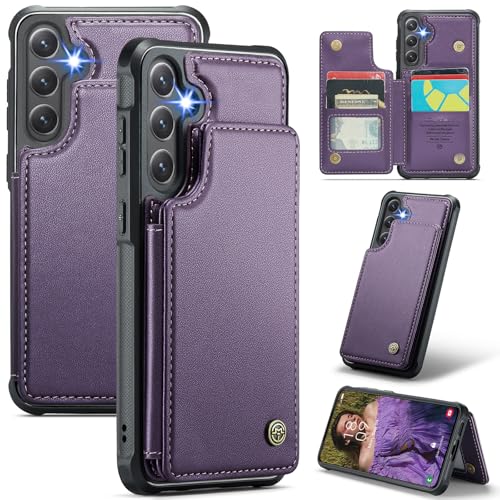 XIMAND für Samsung Galaxy S24 Plus Wallet Case RFID-Blockierung und 5 Kreditkartenfächern, hochwertiges, langlebiges,Magnetverschluss und Ständer, robuste, stoßfeste Schutzhülle. - Lila von XIMAND