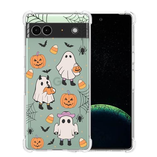 XIMIZU Halloween Hülle für Google Pixel 6A Kürbis Geist Katze Designed Soft Slim Fit TPU Anti-Kratzer Stoßfest Schutzhülle Handyhülle Klar Handyhülle für Google Pixel 6A XIMIZU Halloween Hülle für Google Pixel 6A Kürbis Geist Katze Designed Soft Slim Fit TPU Anti-Kratzer Stoßfest Schutzhülle Handyhülle Klar Handyhülle für Google Pixel 6A von XIMIZU