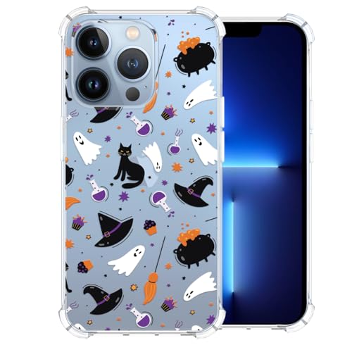 XIMIZU Transparente Halloween-Schutzhülle für iPhone 13 Pro Max, Geisterkatzen-Design, niedliche Handy-Schutzhülle für Mädchen und Frauen, schlank, dünn, weiches Silikon, stoßfest, für iPhone 13 Pro XIMIZU Transparente Halloween-Schutzhülle für iPhone 13 Pro Max, Geisterkatzen-Design, niedliche Handy-Schutzhülle für Mädchen und Frauen, schlank, dünn, weiches Silikon, stoßfest, für iPhone 13 Pro von XIMIZU