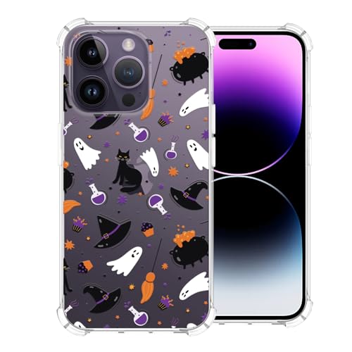 XIMIZU Transparente Halloween-Schutzhülle für iPhone 14 Pro, Geisterkatzen-Design, niedliche Handy-Schutzhülle für Mädchen und Frauen, schlank, dünn, weiches Silikon, stoßfest, für iPhone 14 Pro XIMIZU Transparente Halloween-Schutzhülle für iPhone 14 Pro, Geisterkatzen-Design, niedliche Handy-Schutzhülle für Mädchen und Frauen, schlank, dünn, weiches Silikon, stoßfest, für iPhone 14 Pro von XIMIZU