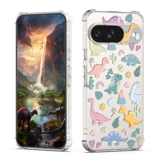 XIMIZU Schutzhülle für Google Pixel 9, Motiv: niedliche Dinosaurier, Cartoon-Tiere, Dinosaurier-Design, für Damen und Mädchen, weich, stoßfest, transparent, für Google Pixel 9 XIMIZU Schutzhülle für Google Pixel 9, Motiv: niedliche Dinosaurier, Cartoon-Tiere, Dinosaurier-Design, für Damen und Mädchen, weich, stoßfest, transparent, für Google Pixel 9 von XIMIZU