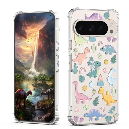 XIMIZU Schutzhülle für Google Pixel 9 Pro, niedliche Dinosaurier, Cartoon-Tiere, Dinosaurier-Design, für Damen und Mädchen, weich, stoßfest, transparent, für Google Pixel 9 Pro Kids XIMIZU Schutzhülle für Google Pixel 9 Pro, niedliche Dinosaurier, Cartoon-Tiere, Dinosaurier-Design, für Damen und Mädchen, weich, stoßfest, transparent, für Google Pixel 9 Pro Kids von XIMIZU