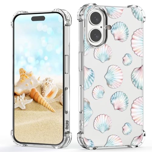 XIMIZU Schutzhülle für iPhone 16, Muschel, trendig, transparent, Sommer, Ozean, Muschelmuster, Mädchen, schützend, weich, dünn, für iPhone 16 XIMIZU Schutzhülle für iPhone 16, Muschel, trendig, transparent, Sommer, Ozean, Muschelmuster, Mädchen, schützend, weich, dünn, für iPhone 16 von XIMIZU