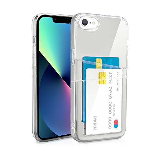XIMIZU Transparente Schutzhülle für iPhone SE 2/3, iPhone 7 Hülle [mit 2 Kartenfächern] Schlankes, Schutzhülle mit 2 Kartenschlitzen, Brieftaschenhülle für iPhone 7/8/SE 2020 20222 von XIMIZU