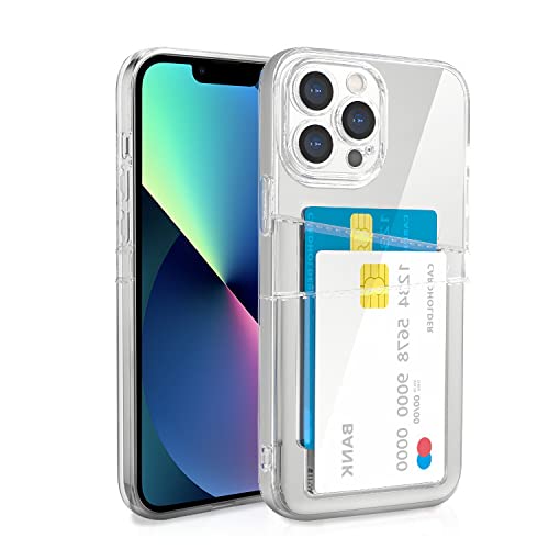 XIMIZU iPhone 13 Pro Wallet Case, [ mit 2 Kartenhalter ] Transparent Weich TPU Anti-Kratzer Stoßfest Schutzhülle Handyhülle mit 2 Kartenfächern für iPhone 13 Pro 6,1 Zoll von XIMIZU