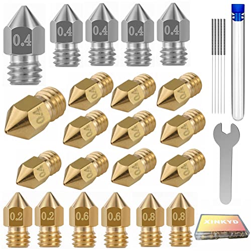 3D Drucker Düse,20 PCS mk8 nozzle, für 1.75 mm Filament 3D Drucker mit Düsenreiniger Tool für MK8 Hotend Drucker wie Creality Ender 3/5/CR-10,Anet A8,MakerBot,CraftBot,bq von XIN-KYD