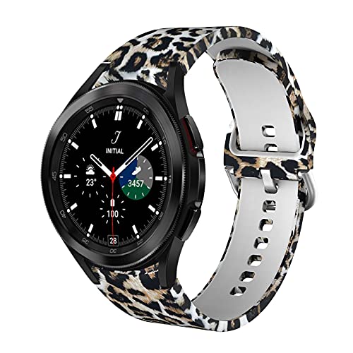 XINBOOBA Printing Soft Silikon Sport Uhrenarmband Ersatz Armband für Samsung Galaxy Watch4 Classic 46mm/Classic 42mm, Galaxy 4 40mm/44mm Men Women,Leopard von XINBOOBA