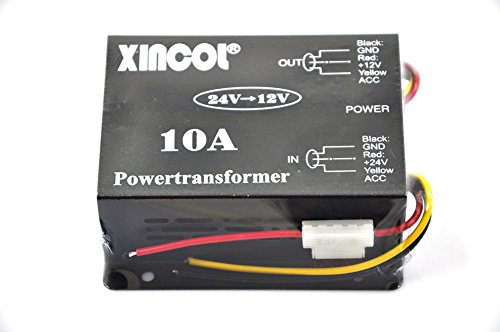 XINCOL® Auto-Leistungsverstärker DC/DC 24 V zu 12 V Konverter 10 A 120 Watt Abwärtskonverter Abwärtswandler Tragbares Netzteil Modularer Spannungsregler mit vollem Schutz RAM-Draht von XINCOL