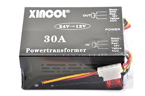 XINCOL® Auto-Leistungsverstärker DC/DC 24 V zu 12 V Konverter 30 A 360 Watt Abwärtskonverter Abwärtswandler Tragbares Netzteil Modularer Spannungsregler mit vollem Schutz RAM-Draht von XINCOL