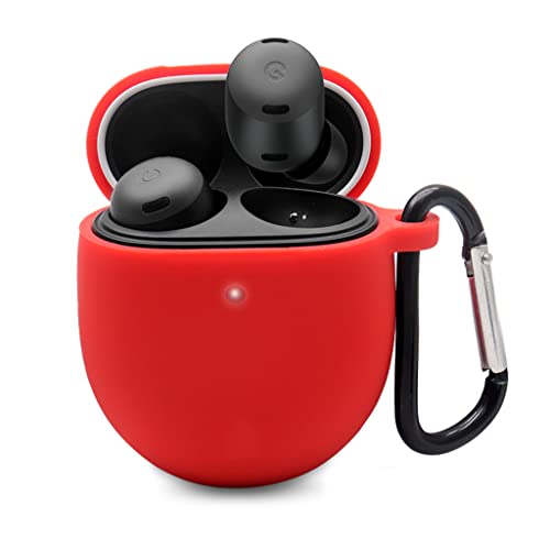 Silikonhülle für Google Pixel Buds Pro, stoßfeste Schutzhülle mit Schlüsselanhänger (Rot) von XINDEMEI