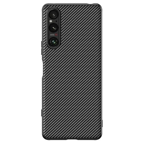 XINDEMEI für Sony Xperia 1 V Hülle Kohlefaser Kunstleder Handyhülle Hybrid Harte PC stoßfeste Schutzhülle (Schwarz) von XINDEMEI