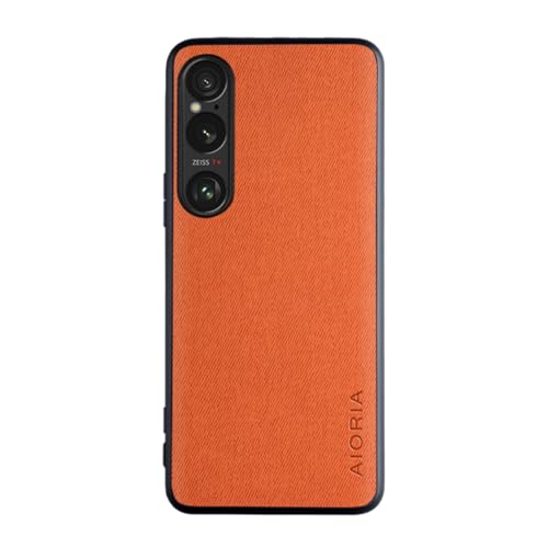 XINDEMEI für Sony Xperia 1 VI Hülle Luxus Textilgewebe Hülle TPU weicher Rahmen stoßfeste Schutzhülle (Orange) von XINDEMEI