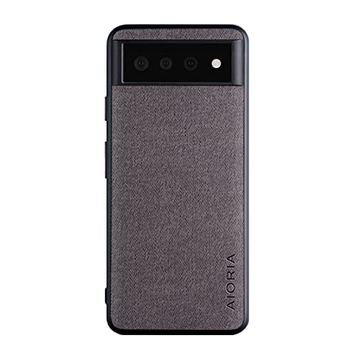 für Google Pixel 6A Hülle Luxus Textil Stoff Hülle TPU Weicher Rahmen Stoßfeste Schutzhülle (Dunkelgrau) von XINDEMEI