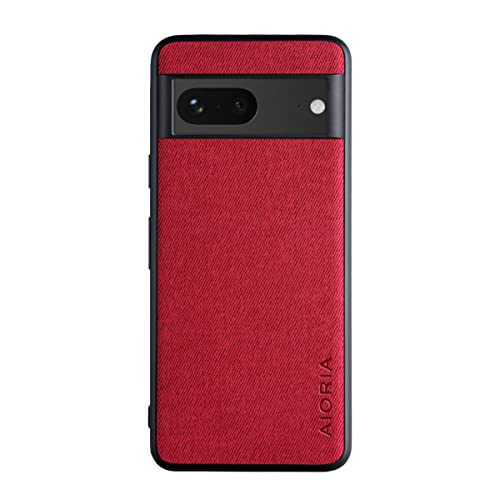 für Google Pixel 7A Hülle Luxus Textil Stoff Hülle TPU Weicher Rahmen Stoßfeste Schutzhülle (Rot) von XINDEMEI