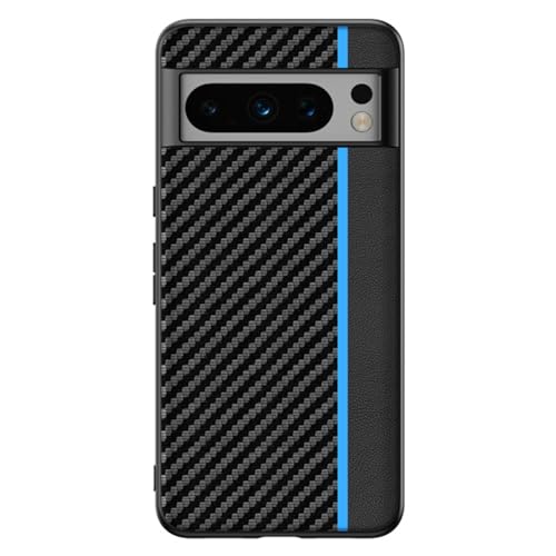 für Google Pixel 8/8 Pro Hülle Kohlefaser Kunstleder Handyhülle Hybrid Harte PC stoßfeste Schutzhülle (Blau, für Google Pixel 8) von XINDEMEI