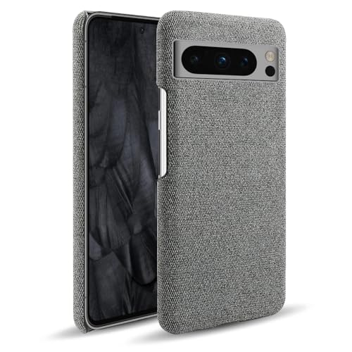für Google Pixel 8/8 Pro Hülle Premium Textilgewebe Hybrid PC Handyhülle Kratzfeste stoßfeste Schutzhülle (Grau, für Google Pixel 8) von XINDEMEI