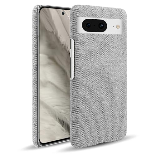 für Google Pixel 8/8 Pro Hülle Premium Textilgewebe Hybrid PC Handyhülle Kratzfeste stoßfeste Schutzhülle (Hellgrau, für Google Pixel 8) von XINDEMEI