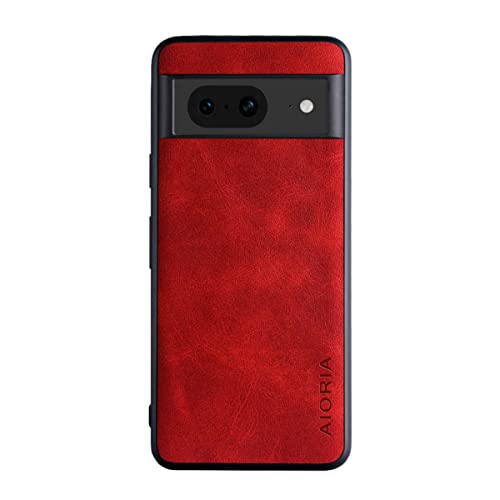 für Google Pixel 8a Hülle schlanke Luxus Vintage Ledertasche weiche TPU Hybrid stoßfeste Schutzhülle (Rot) von XINDEMEI