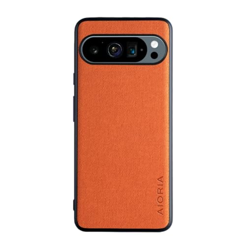 für Google Pixel 9/9 Pro XL Hülle Luxus Textilgewebe Hülle TPU weicher Rahmen stoßfeste Schutzhülle (Orange, für Google Pixel 9 Pro) von XINDEMEI