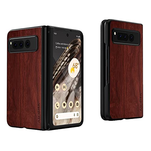 für Google Pixel Fold Hülle Retro Holzmaserung Lederhülle Weiche TPU stoßfeste Schutzhülle (Braun) von XINDEMEI