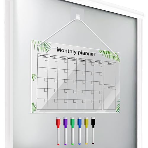 XINFAQAQ Wochenplaner Abwischbar Wiederverwendbarer Wochenplaner aus Acrylglas für Haushaltsplan Büro Schule Küche 30 x 20cm mit 6 Whiteboard-Stift & Aufhängeseile zum Aufhängen(KIT 1) von XINFAQAQ