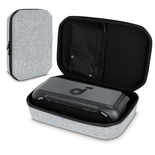 XINGFUDAO Harte Reisehülle kompatibel mit Soundcore Boom 2 Outdoor-Lautsprecher, Soundcore Boom 2 Lautsprecher Aufbewahrungstasche mit Netztasche für USB-Kabel, tragbare schützende Lautsprecherhülle von XINGFUDAO