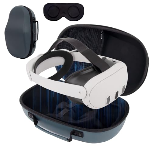 XINGFUDAO Hartschalenkoffer für Meta Quest 3 VR-Headset mit Elite-Riemen, Aufbewahrung für Spielkonsole und verstecktem Zubehörfach (schwarz) (3) von XINGFUDAO